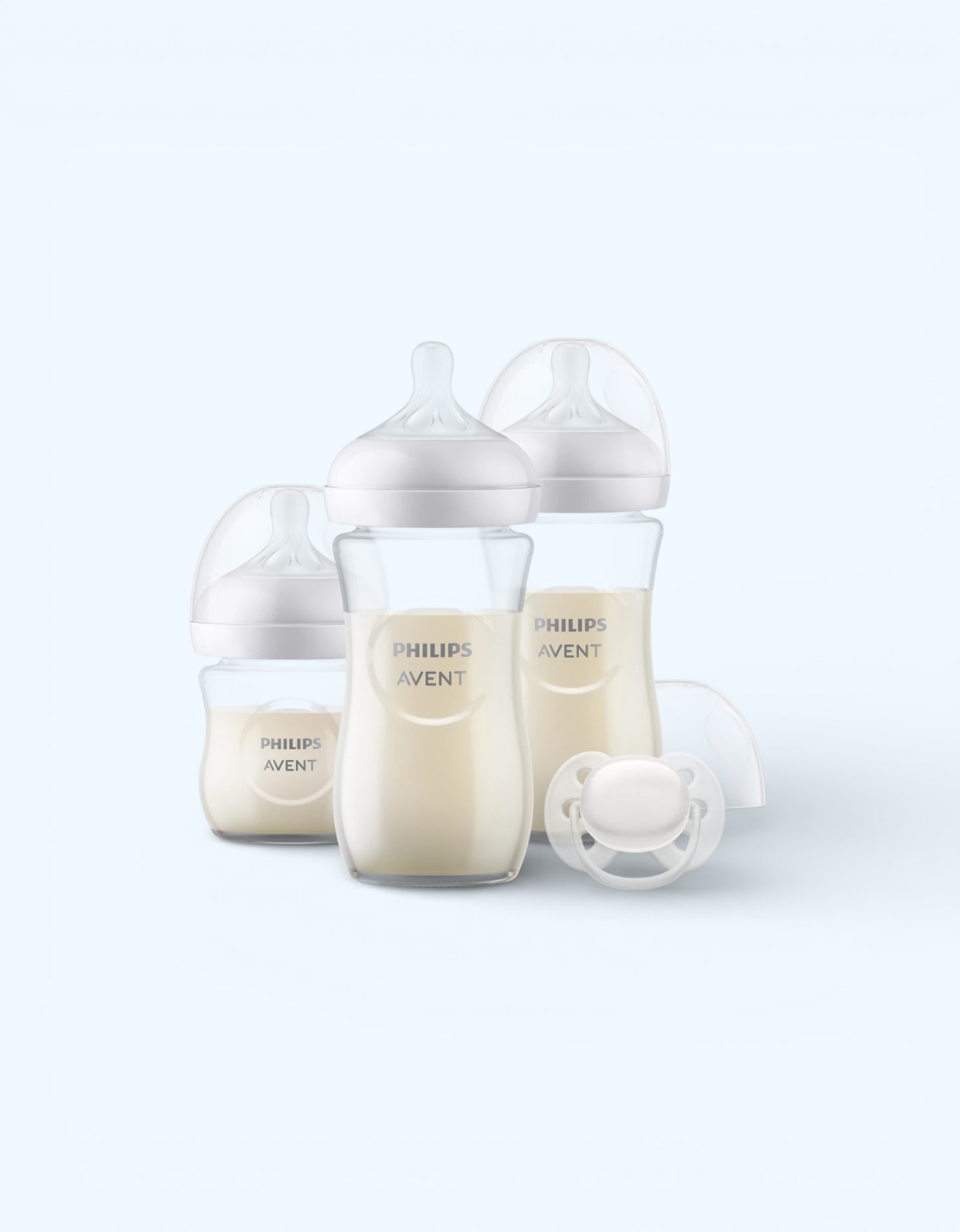 Avent Natural Response Подарочный набор для новорожденных, 3 стеклянных бутылочки + пустышка