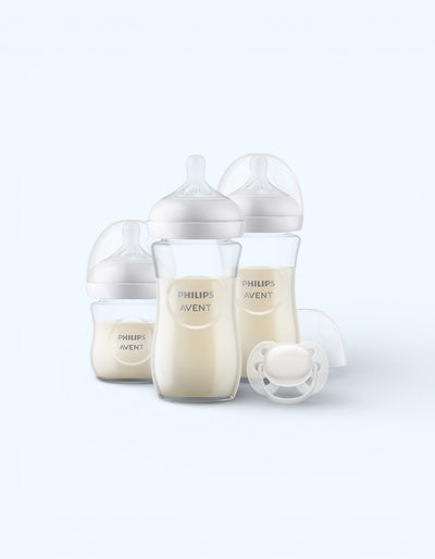 Avent Natural Response Подарочный набор для новорожденных, 3 стеклянных бутылочки + пустышка