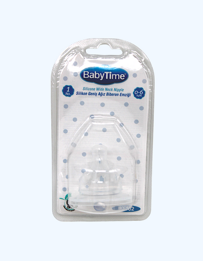 Baby Time Silikon nipel keng boshli, 0-6 oy.
