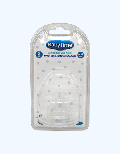 Baby Time Keng boshli silikon nipel, 6-18 oy.