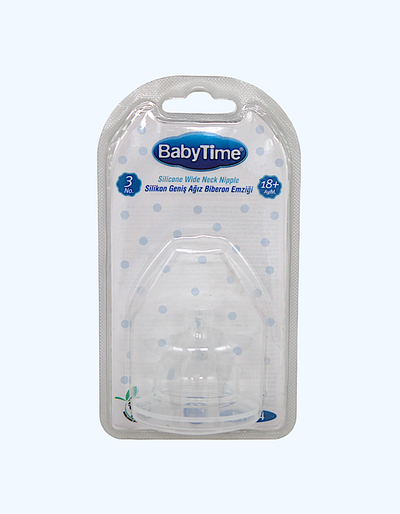 Baby Time Silikon nipel keng boshli, 18+ oy.