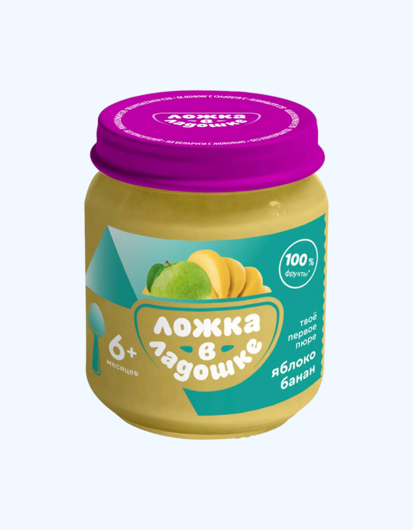 Xurmodagi qoshiq pyuresi, olma va banan, 4+ oy, 100 g