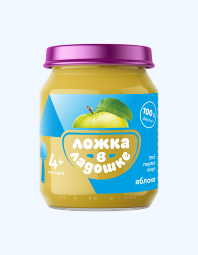 Xurmodagi qoshiq pyuresi, olma, 4+ oy, 100 g