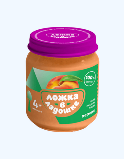 Xurmodagi qoshiq pyuresi, shaftoli, 4+ oy, 100 g