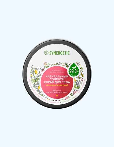 Synergetic Солевой скраб для тела, пачули и ароматный бергамот, 300 мл