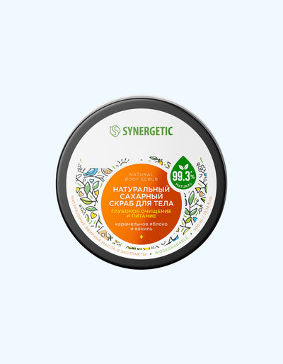 Synergetic Сахарный скраб для тела, карамельное яблоко и ваниль, 300 мл