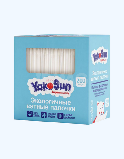 YokoSun Экологичные ватные палочки, 200 шт