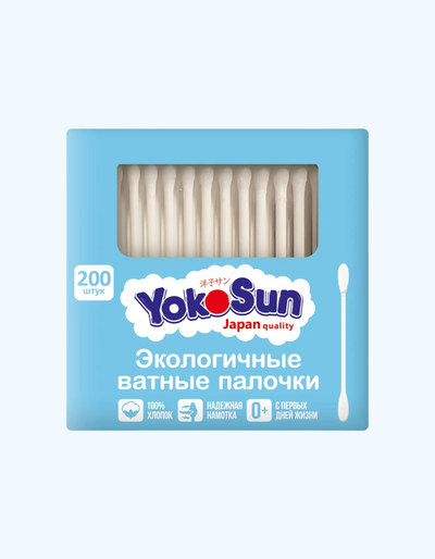YokoSun Экологичные ватные палочки, 200 шт