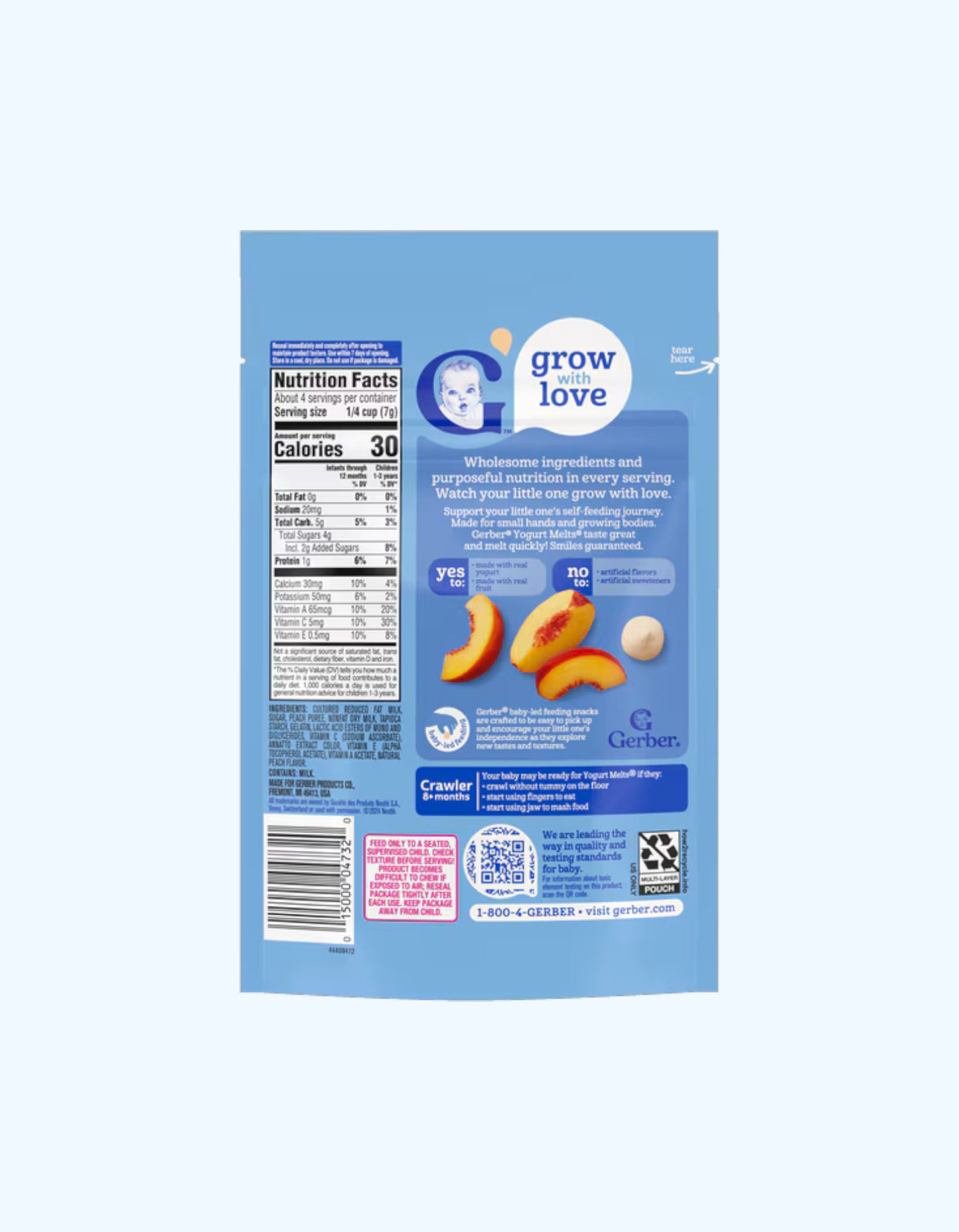 Gerber Запеченные кусочки йогурта, со вкусом персика, 8+ мес., 28 г