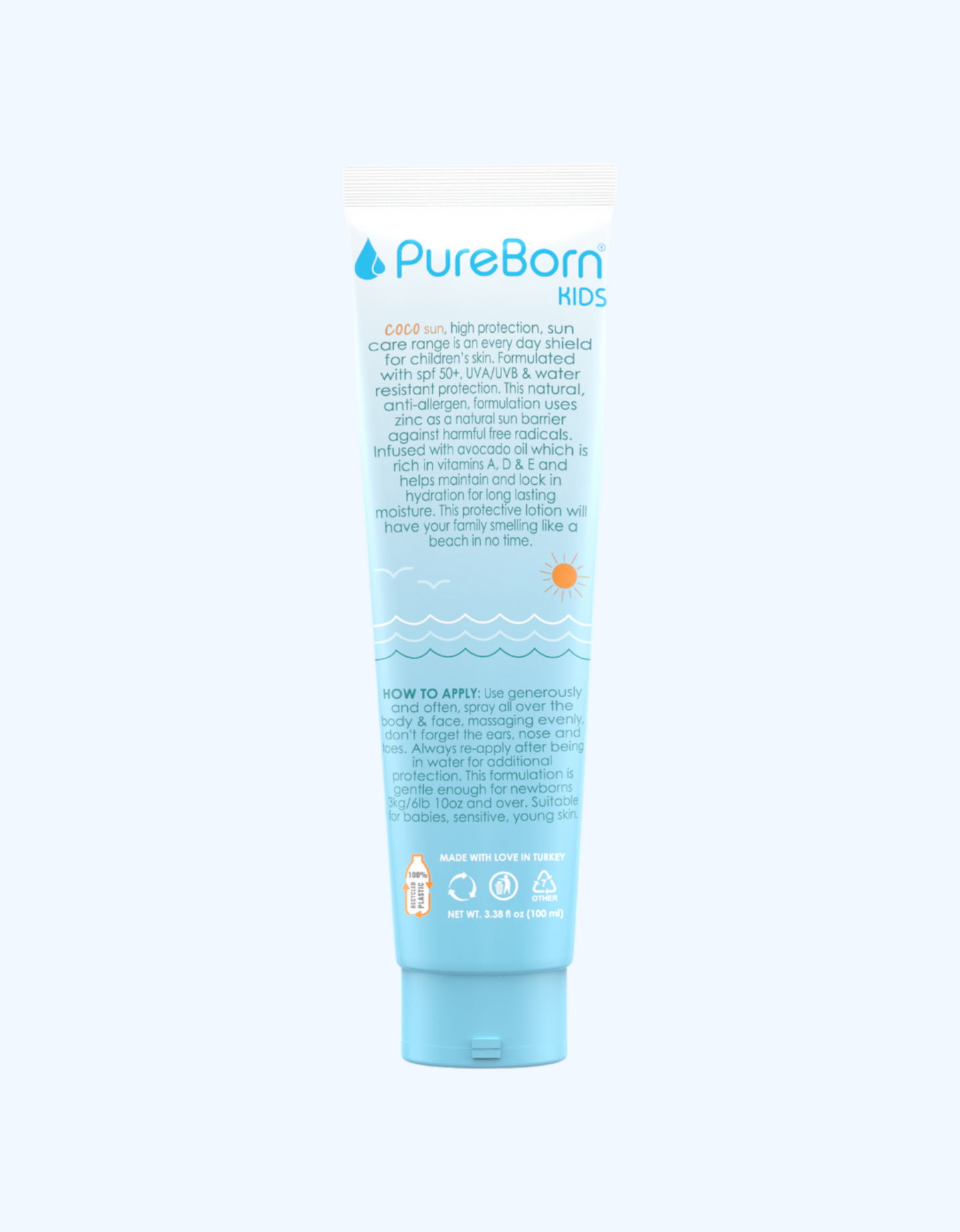 PureBorn Kids Солнцезащитный лосьон "Coco Sun" SPF50+, 100 мл