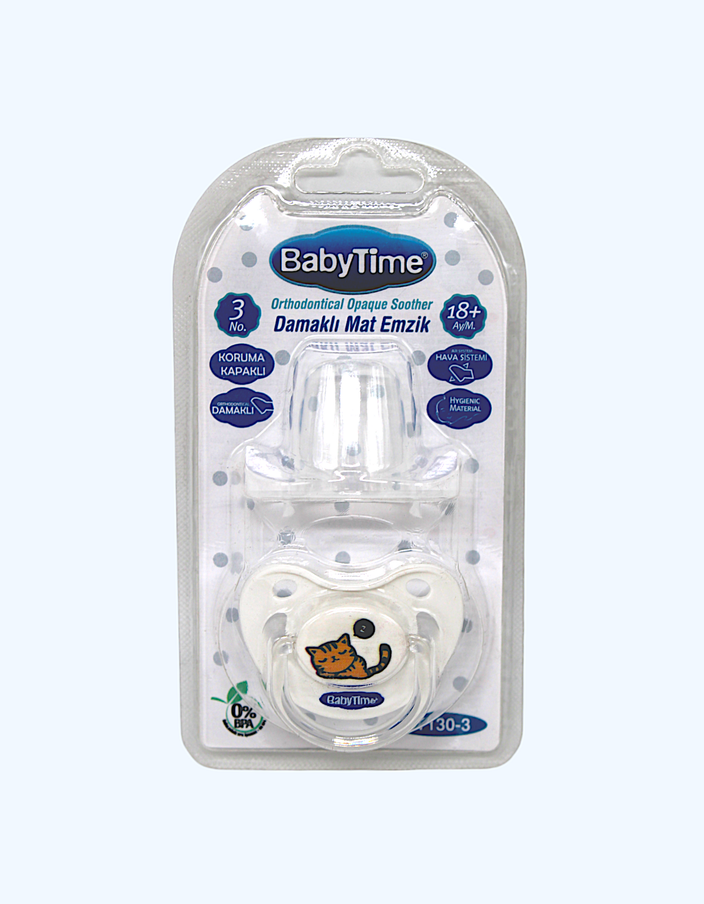 Baby Time Ortodontik emziklar qopqoqli, 18+ oy.