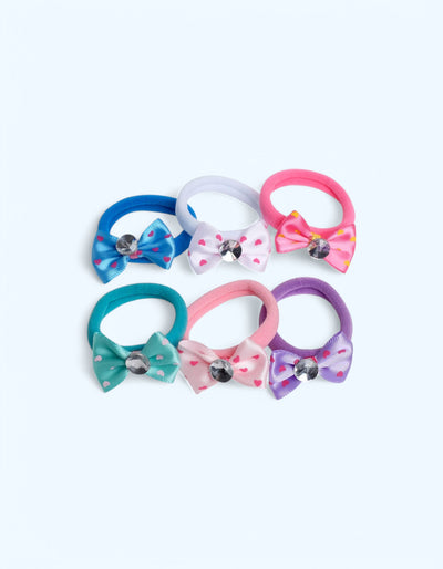 БукваЛенд Резинка для волос "Бантик", 6шт в наборе, сердца страз, микс