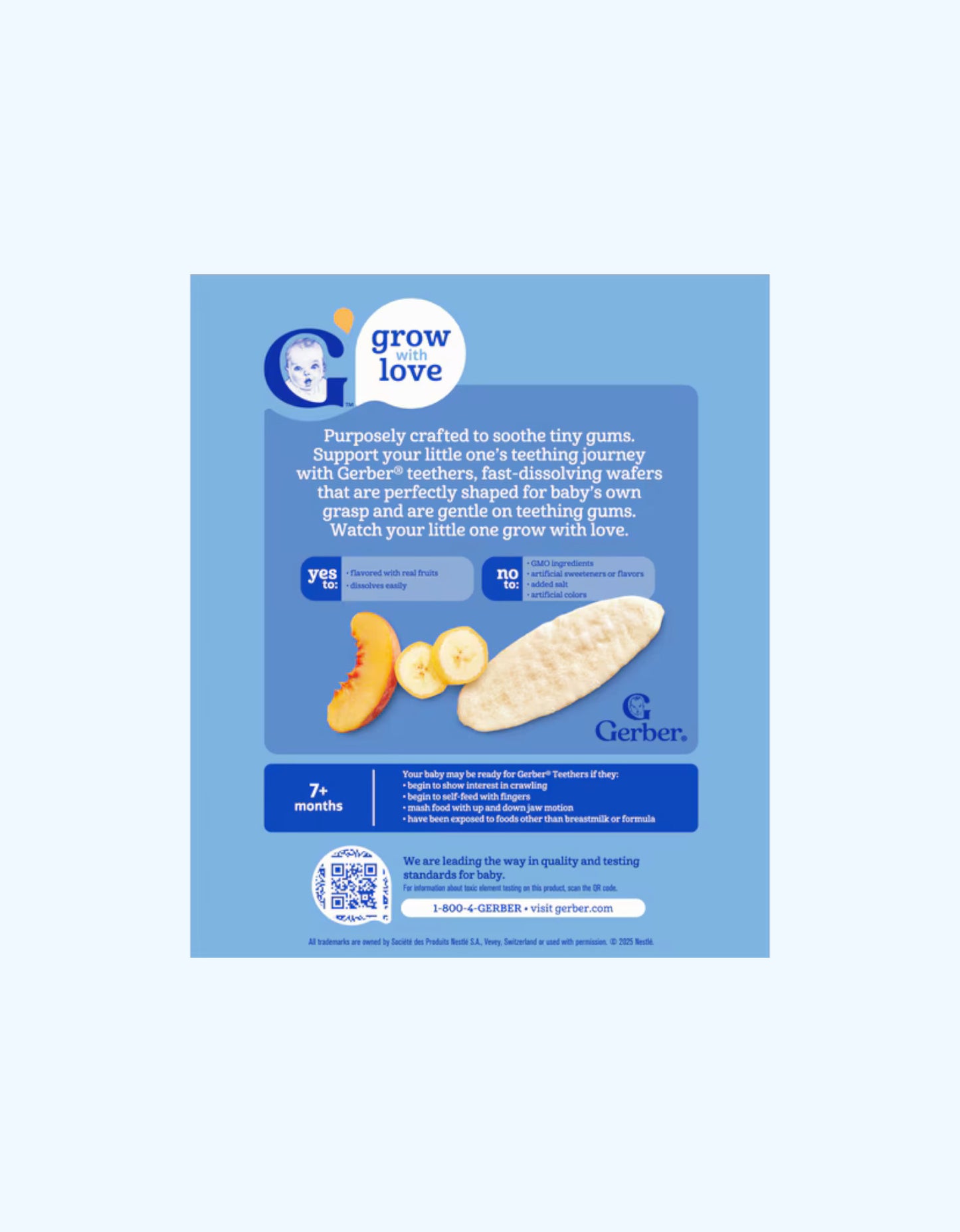 Gerber Teethers Вафли для прорезывания зубов, со вкусом банана и персика, 7+ мес., 48 г