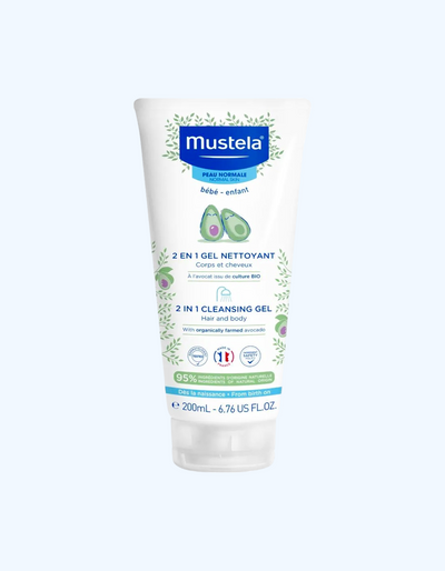 Mustela Гель-шампунь для волос и тела, 2в1 очищающий, 200 мл