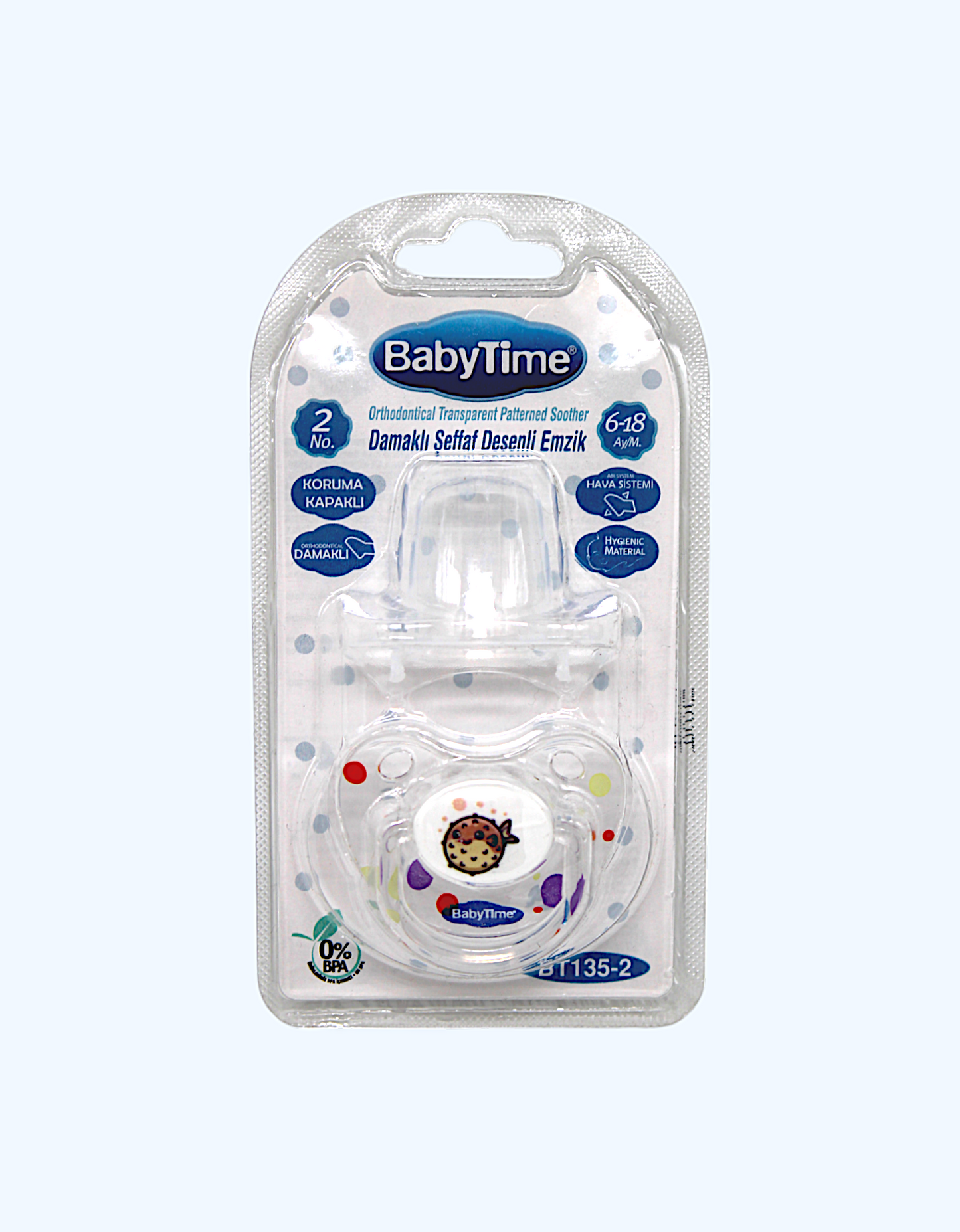 Baby Time Ortodontik shaffof so'rg'ichli qopqoqli, 6-18 oy.