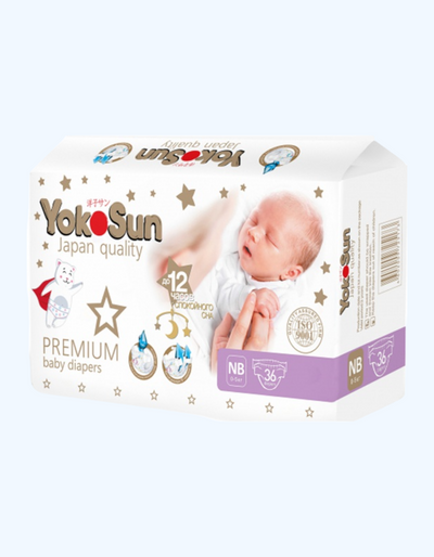 YokoSun Подгузники Premium NB, 0-5 кг, 36 шт