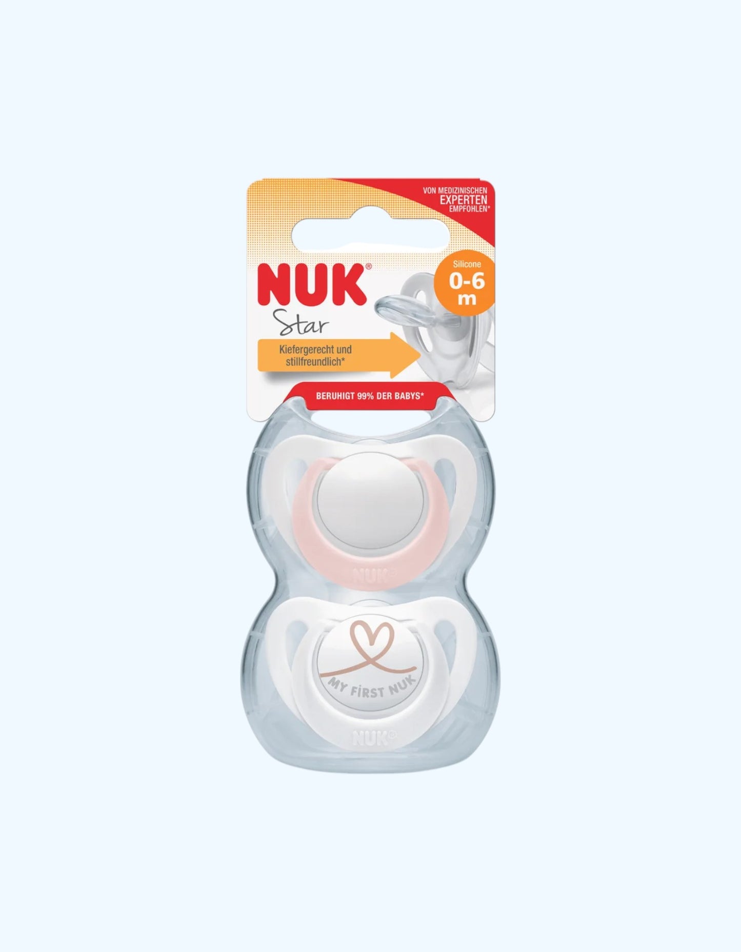 Nuk Star silikon emzik, 0-6 oy, 2 dona