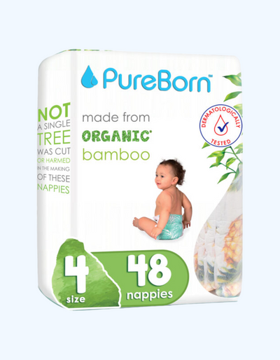 PureBorn 4 Подгузники бамбуковые, 7-12 кг, 24/48/96 шт