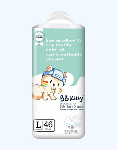 BB Kitty Подгузники, L, 9-14 кг, 46 шт