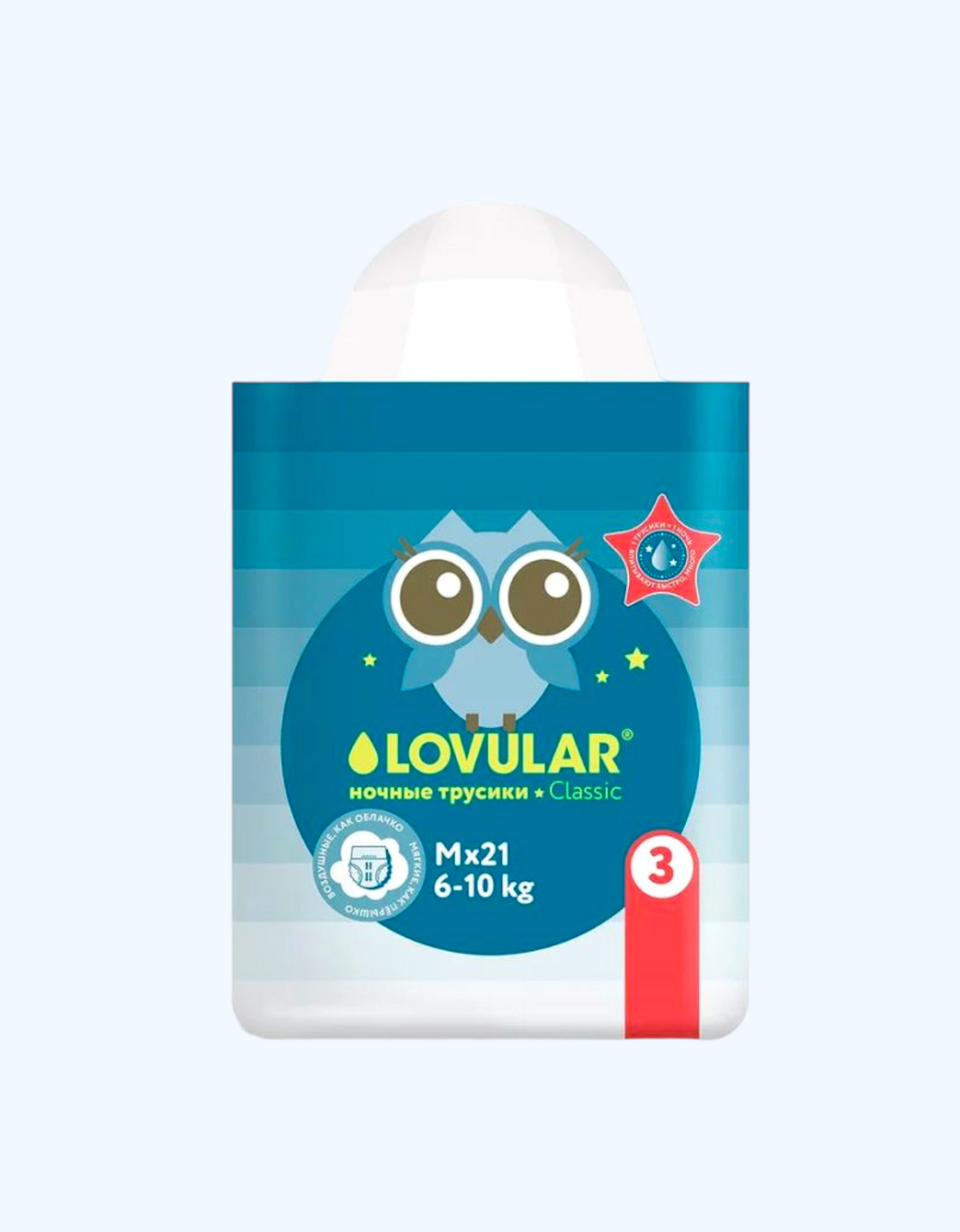 Lovular Klassik tungi külotlar, M, 6-10 kg, 21 dona