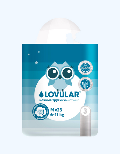 Lovular Подгузники-трусики НОТ WIND ночные, М, 6-11 кг, 23 шт