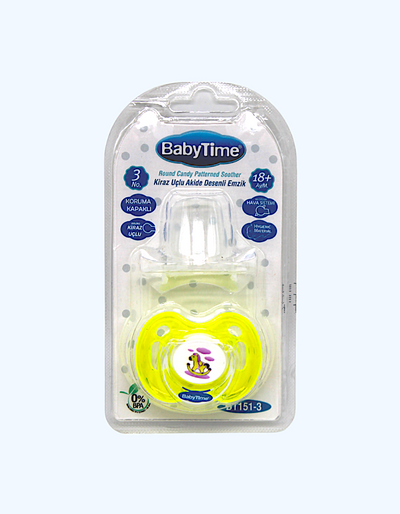 Baby Time Silikon so'rg'ichlari "Round Candy" qopqoqli, 18+ oy.