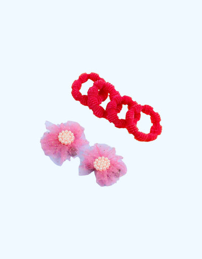 BukvaLand "Arina" soch to'plami, 4 ta elastik tasma va 2 ta klip, marvarid kamon