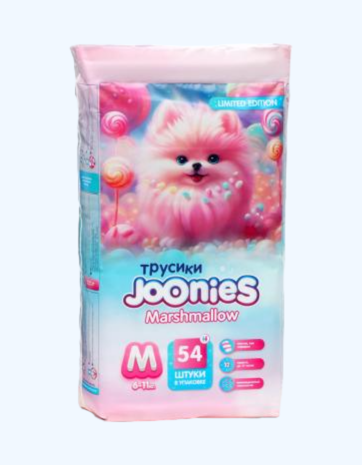JOONIES Panties Marshmallow, M 6-11 kg, 54 dona