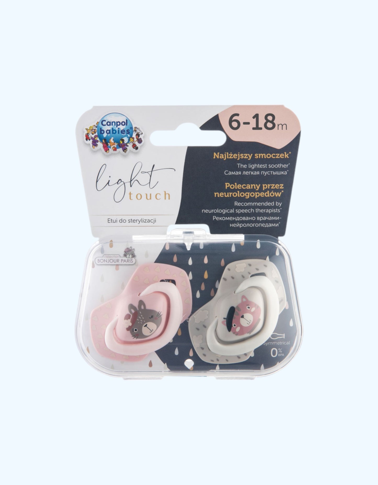 Canpol Babies Silikon emzik, simmetrik BONJOUR PARIS 6-18 oy, 2 dona