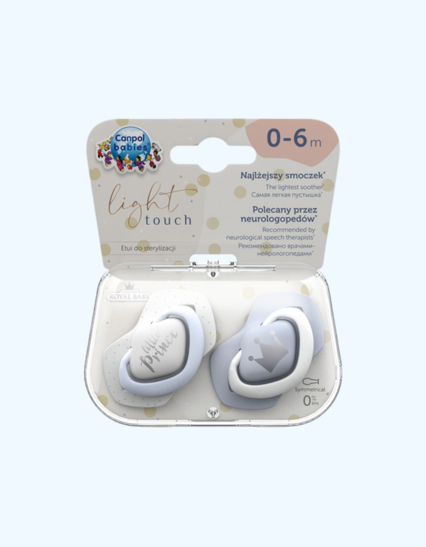 Canpol Babies Simmetrik silikon emzik 0-6 oy, Royal baby 2 dona