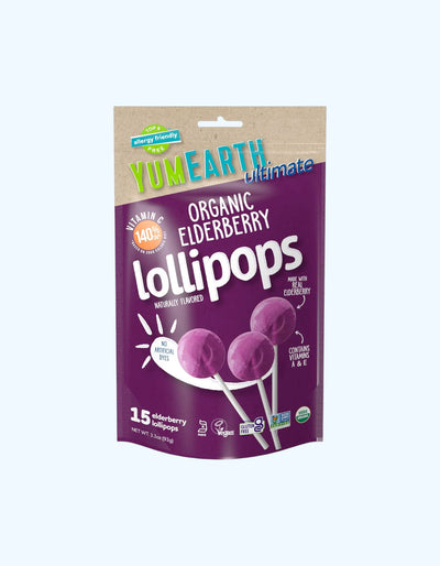YumEarth Леденцы Ultimate Organic, с витамином C, веганские, Elderberry, 15 шт