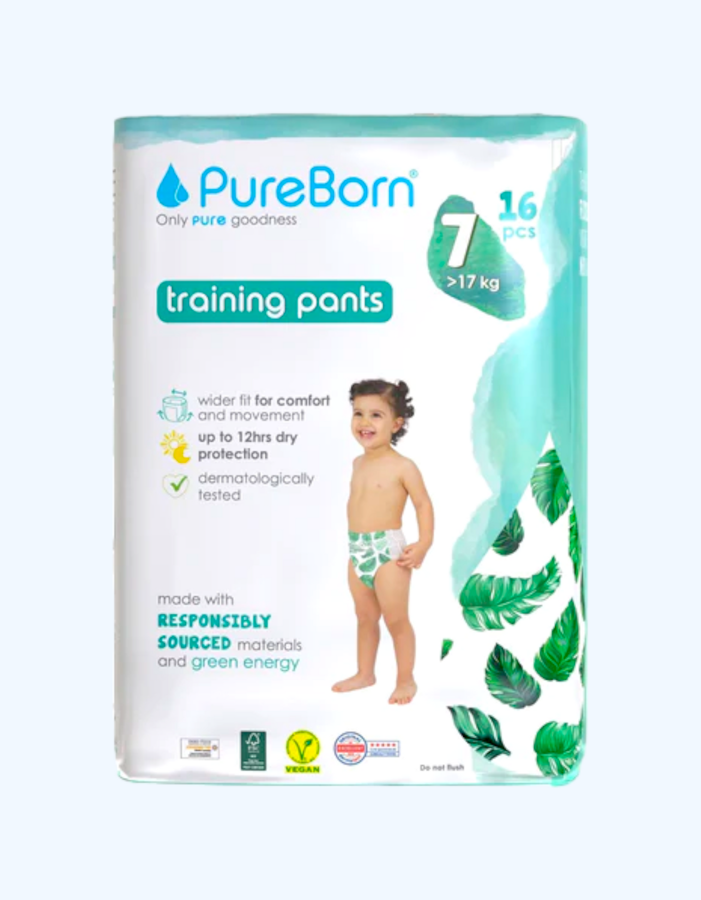 PureBorn 7 taglik-shim, 18+ kg, 16/28/64 dona