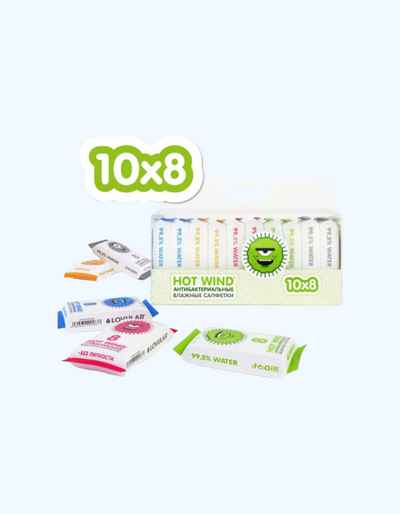 Lovular Влажные салфетки, Антибактериальные, 10x8 шт