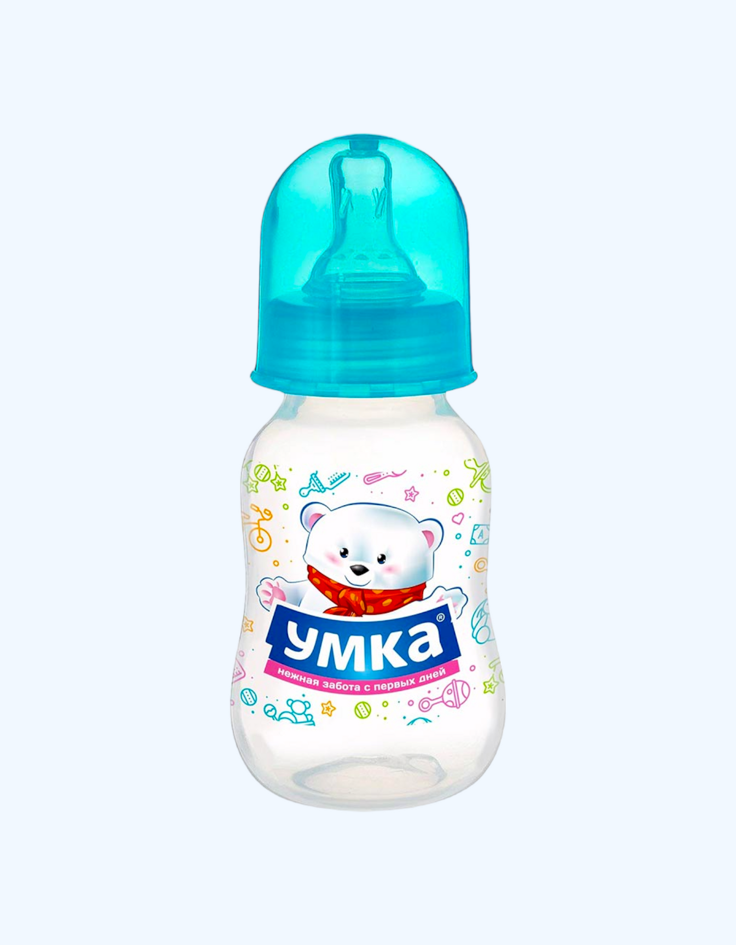 Silikon nipelli Klassik oziqlantiruvchi shisha Umka 0+ oylik, 125 ml