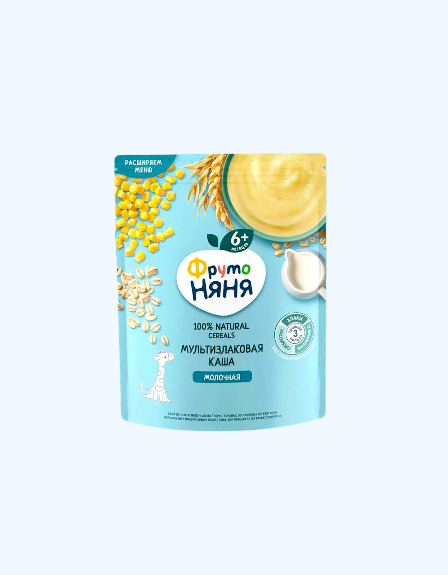 FrutoNyanya bo'tqa, sut, ko'p donli, 6+ oy, 200 gr