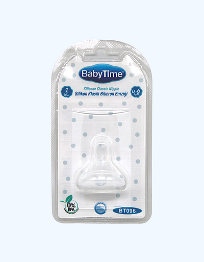 Baby Time Silikon nipel, 0-6 oy.