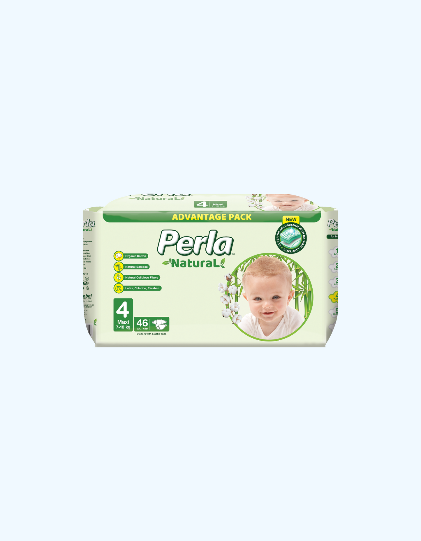 Perla Natural 4 ta taglik, Maxi, 7-18 kg, 46 dona