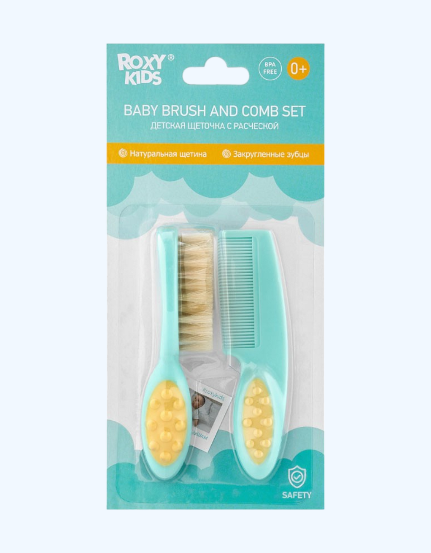 ROXY-KIDS Детская щеточка с расческой, полипорпилен, ворс из натуральной щетины
