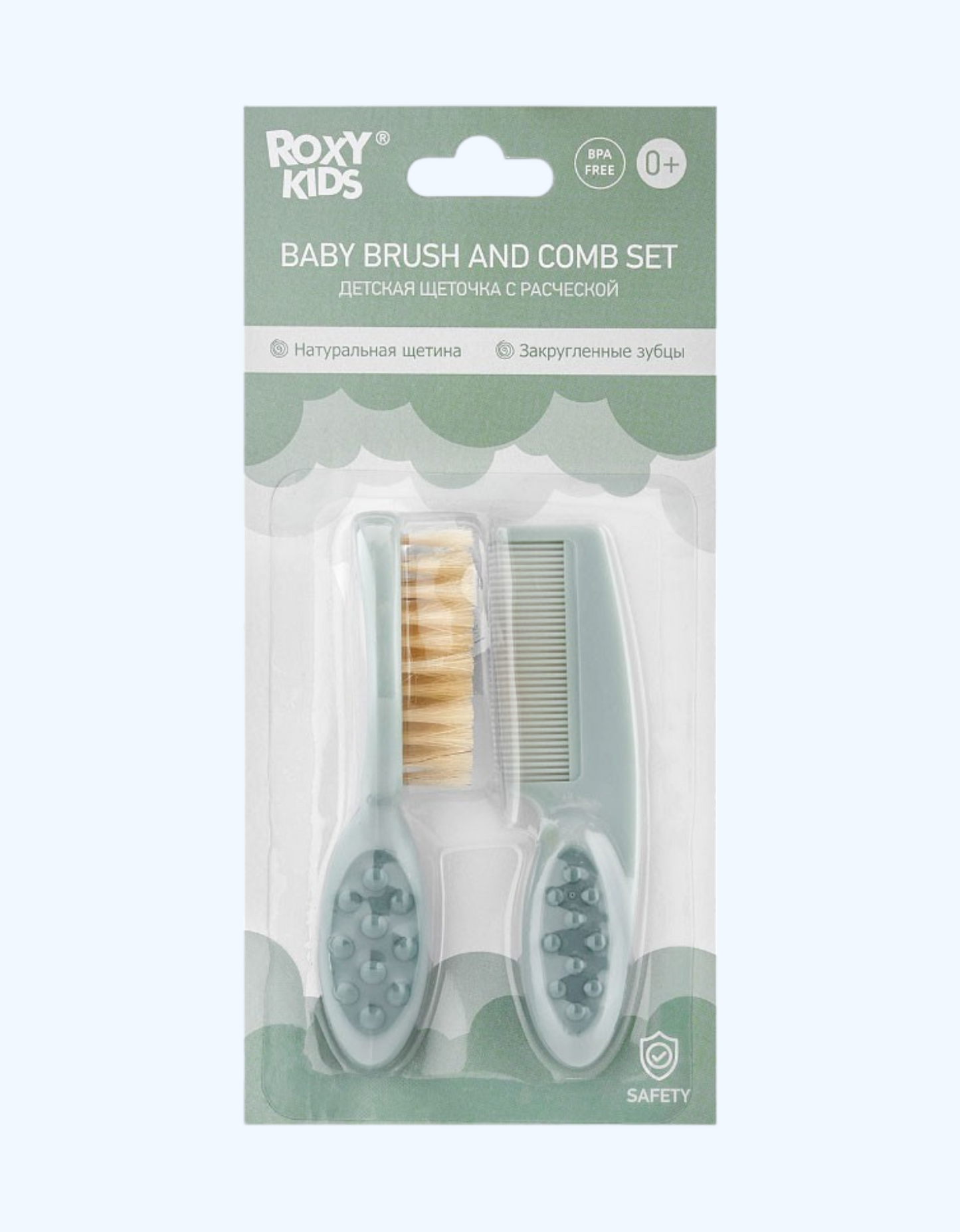 ROXY-KIDS Детская щеточка с расческой, полипорпилен, ворс из натуральной щетины