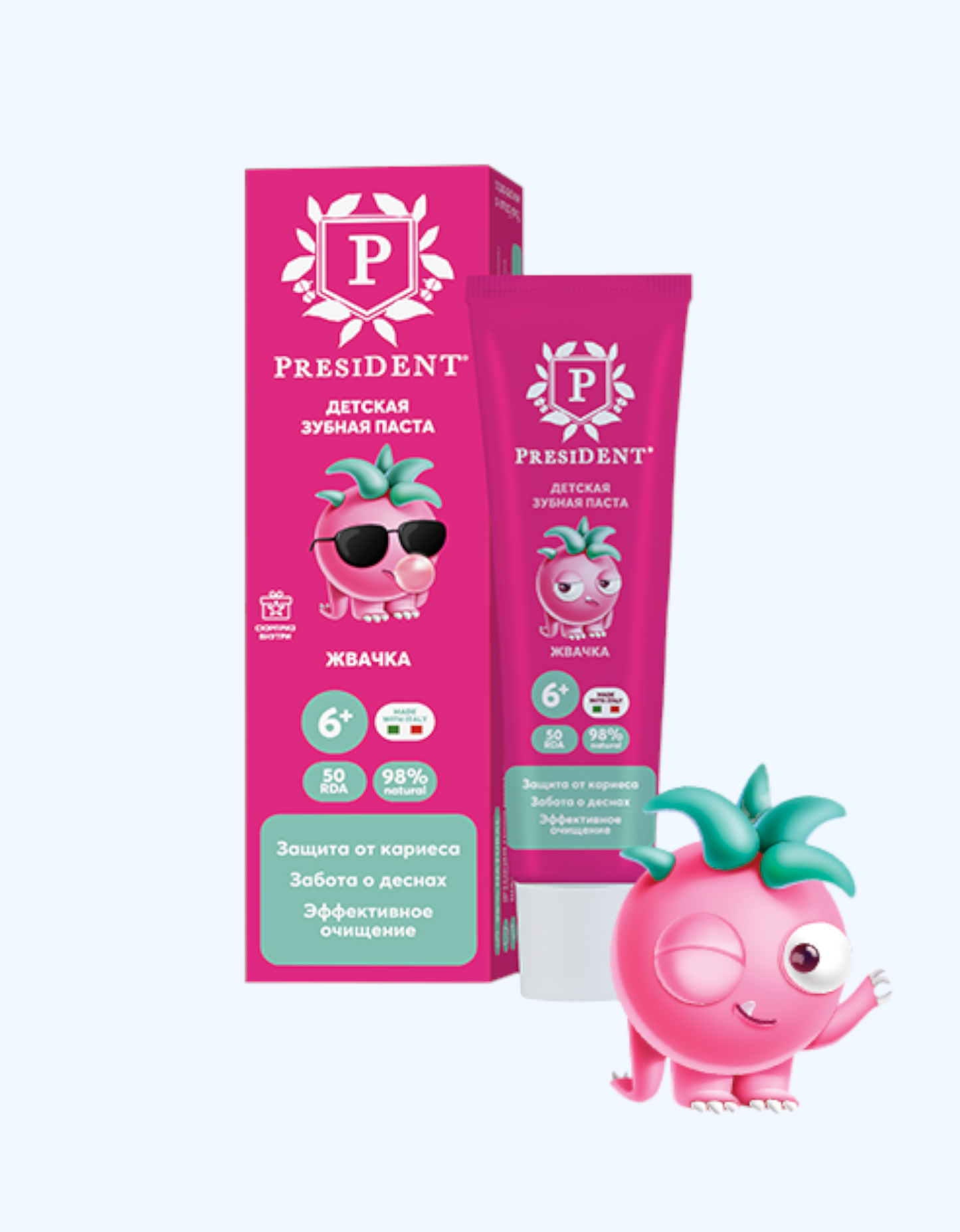 PresiDent Bolalar tish pastasi "Saqiz", 6+ yosh, 50 gr