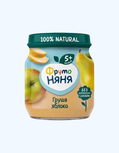 ФрутоНяня Пюре, яблоко, груша, 5+ мес., 100 г