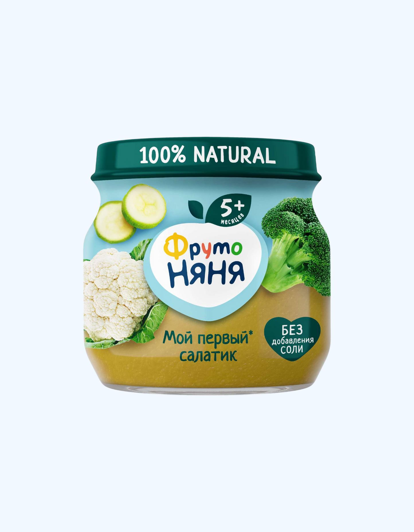 ФрутоНяня Пюре, брокколи, кабачок, цветная капуста, мой первый салатик, 5+ мес., 80 г