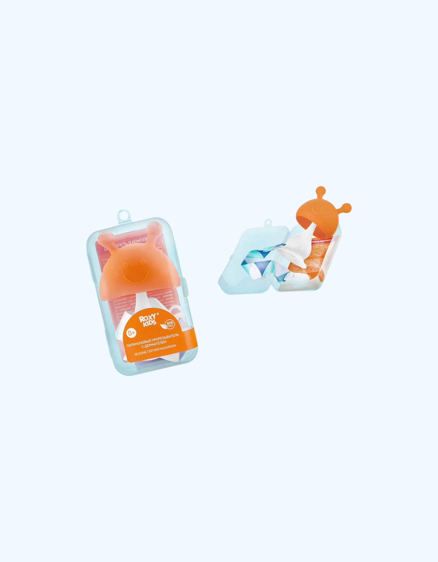 Roxy Kids Teether "Qo'ziqorin" qutisi ushlagichida, 0+ oy.