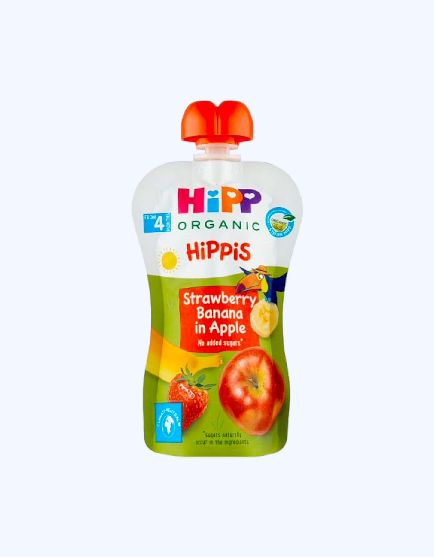 HiPP Пюре, банан, клубника, яблоко, 4+ мес., 100 г