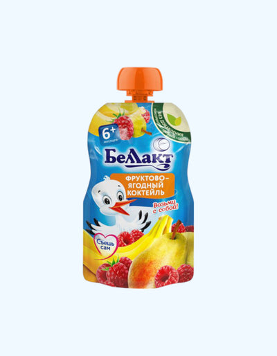 Nok, banan va malina bilan Bellakt pyuresi, 6+ oy, 90 g