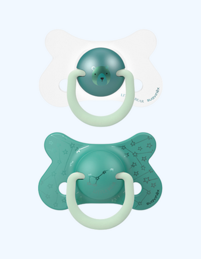 Suavinex Силиконовая Физиологическая пустышка "Мишка" ночная, 18+ мес., 2 шт