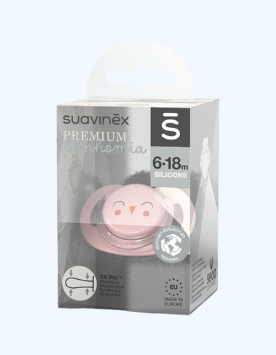 Suavinex Пустышка "OWL", силиконовая, 6-18 мес.