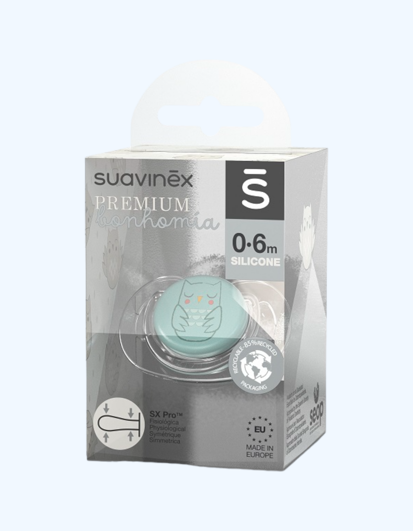Suavinex Пустышка "OWL", силиконовая, 0-6 мес.
