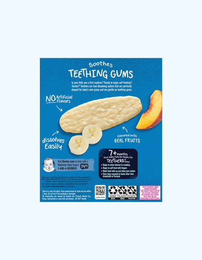Gerber Teethers tishli gofretlar, banan va shaftoli, 7+ oy, 48 g