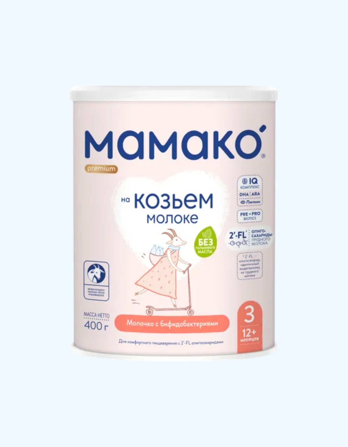 Мамако 3 Premium, сухая смесь на козьем молоке, 12+ мес., 400/800 г
